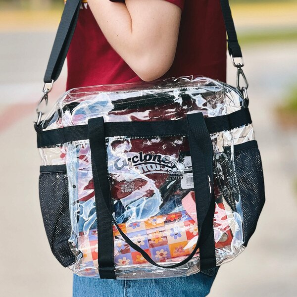 Cyclones Script Rachelle Clear Bag With Black Strap
